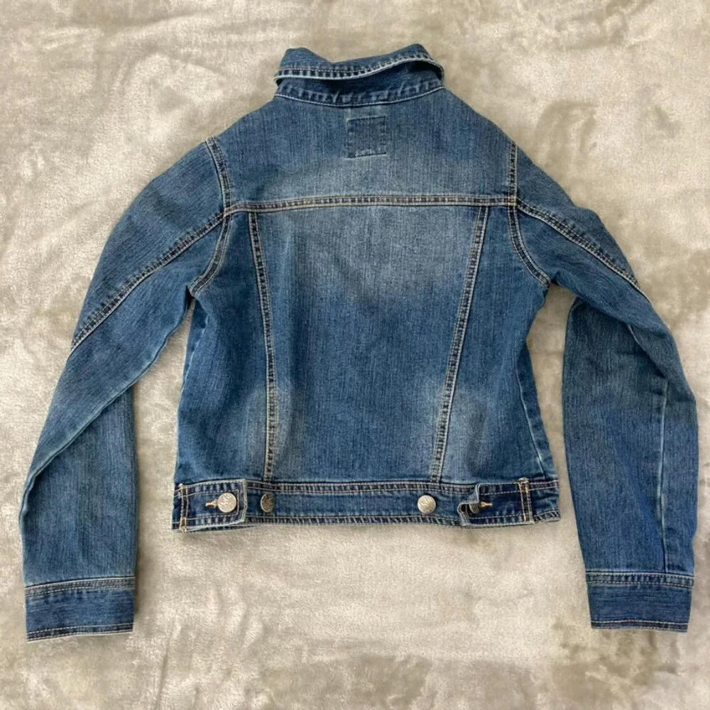 The Children's Place Denim Jacket Girls Large 10 12 Distressed Blue Trucker